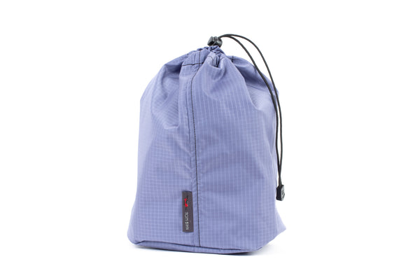 A Size 4 Dusk (blue-grey with light blue-grey grid) 210 Cerylon Travel Stuff Sack.